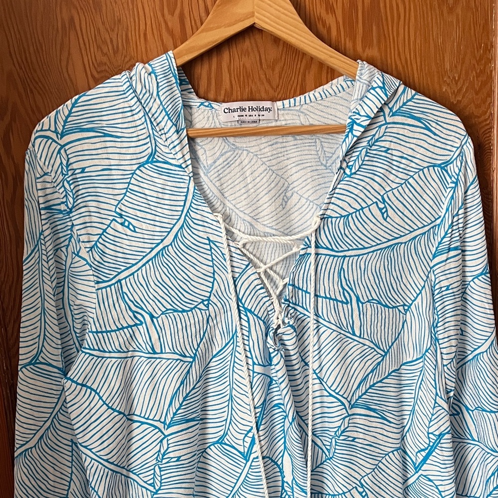 Charlie Holiday Leaf Patterned Swim Cover-Up